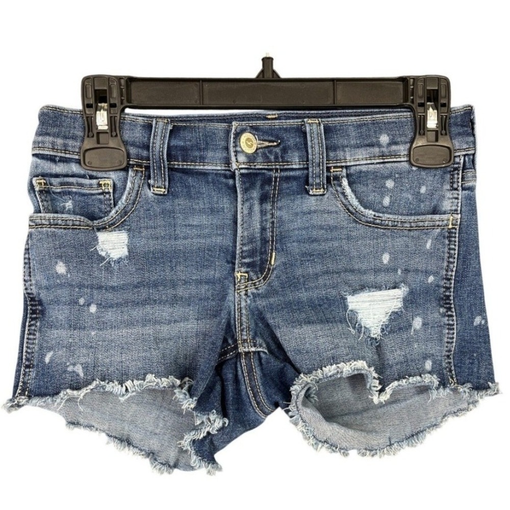 Hollister Low-Rise Short Womens 1 W25 Distressed Bleach Splatter Summer Denim